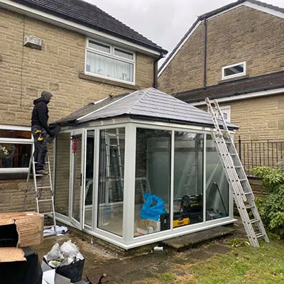 conservatory being built